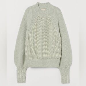 H&M Studio Alpaca Blend Sweater With Pearls Size XS